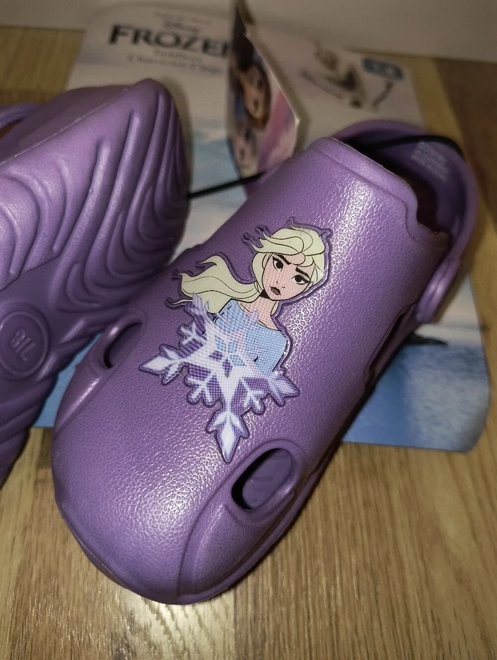 Kids Purple Slip-On Clog with Snowflake Character Elsa Frozen 7 8 Croc